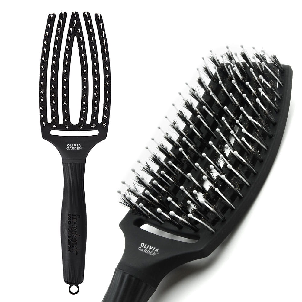 Olivia Garden szczotka do włosów FingerBrush Combo Medium czarna-Zdjęcie-1